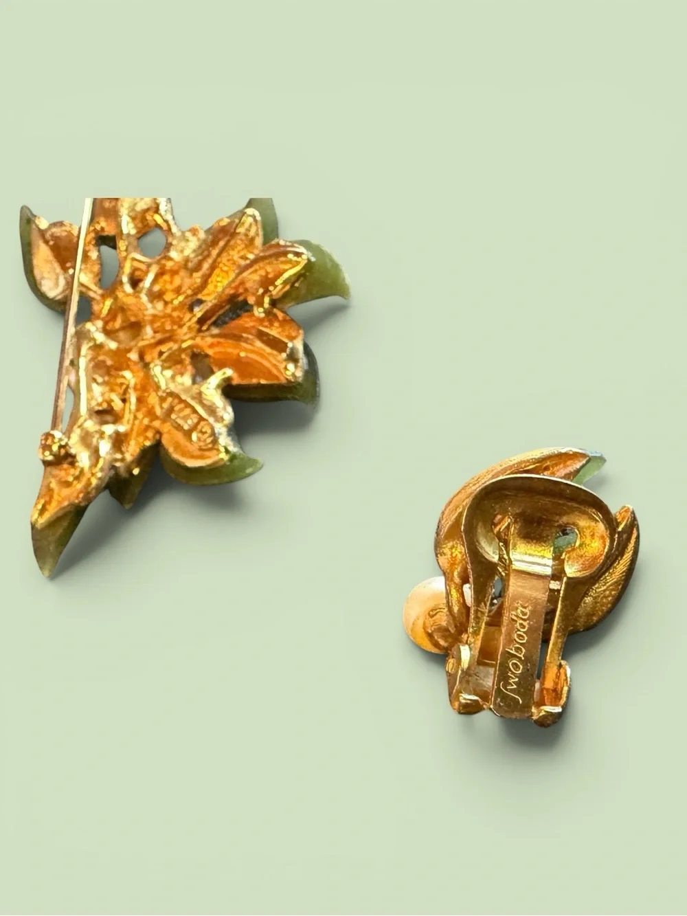 Vintage Swoboda Brooch and Earring Set